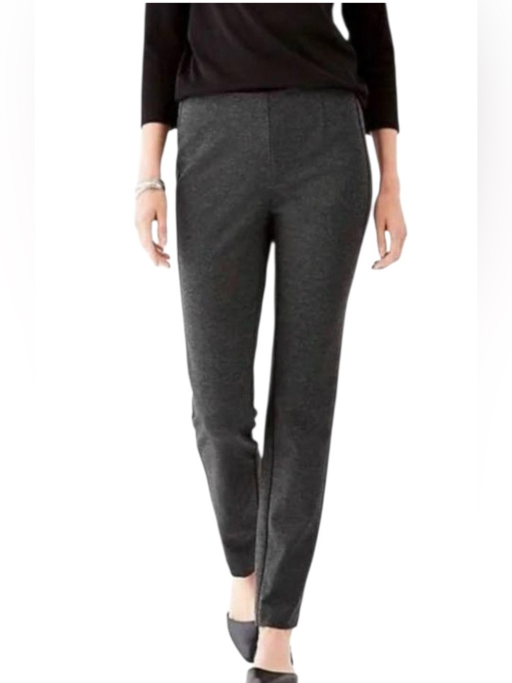 J. Jill Ponte Knit Slim Leg Pants | Heathered Charcoal Gray | Small *hemmed